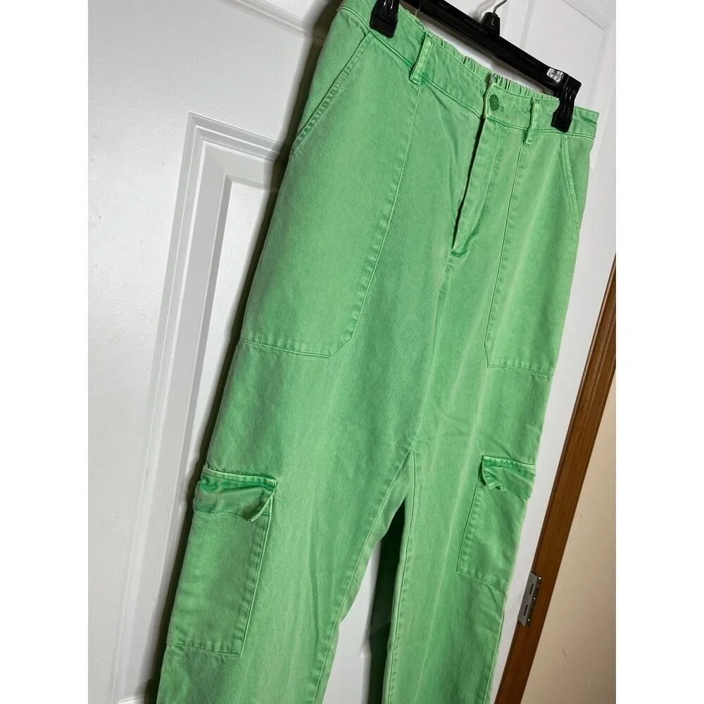 YFBF‎ Green Cargo Pants Utility Streetwear Y2K Relaxed Fit Medium